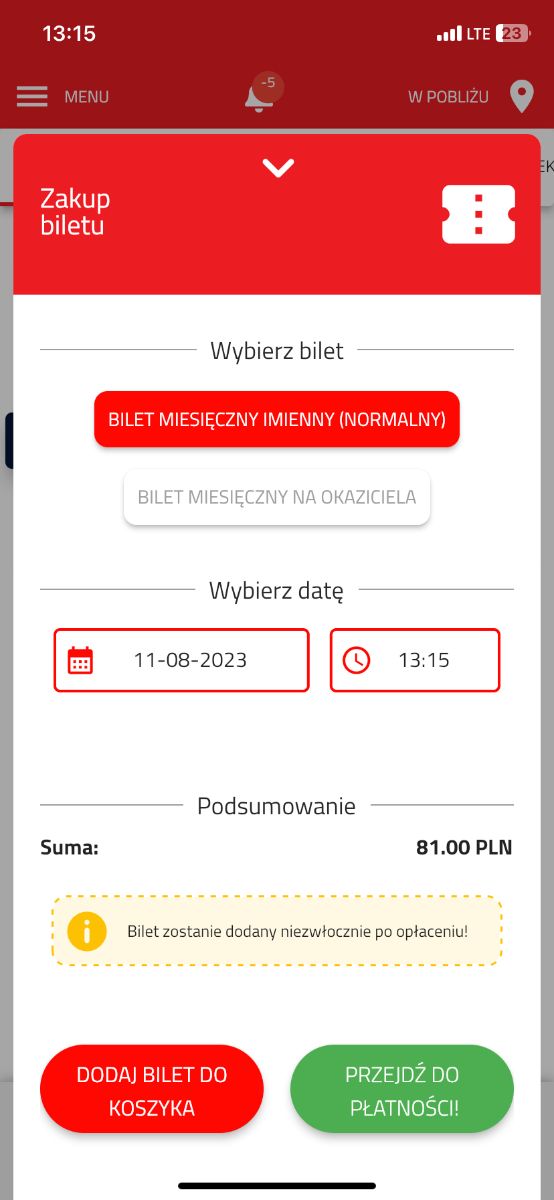 Zakup biletu w aplikacji Mieszkam w Pruszczu