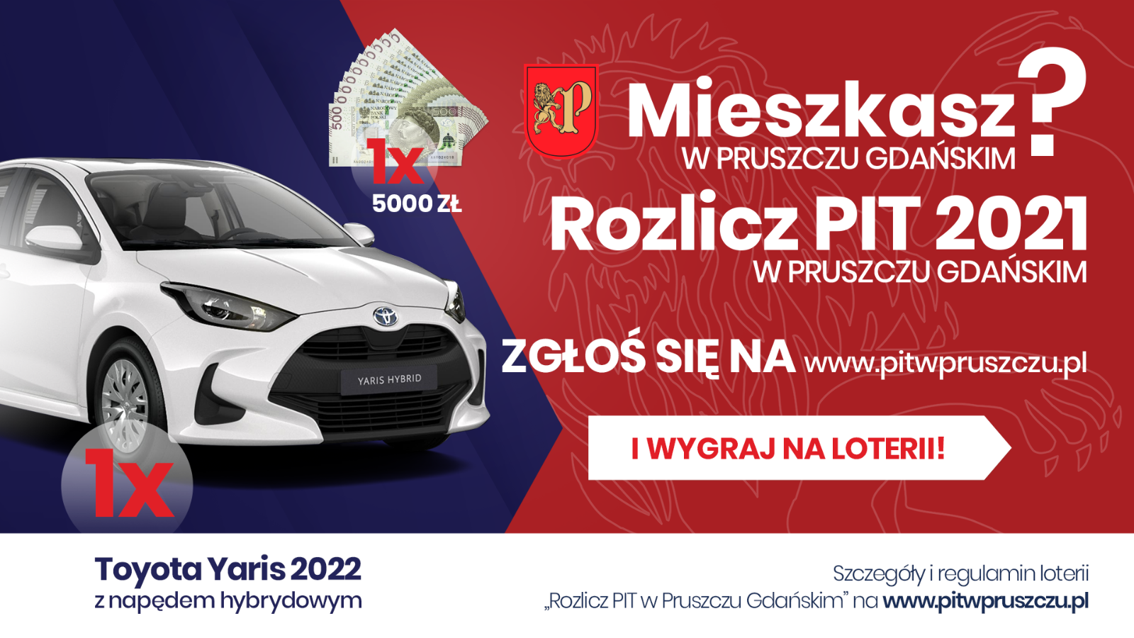 plakat dotyczący loterii PIT odbywającej się w roku 2022