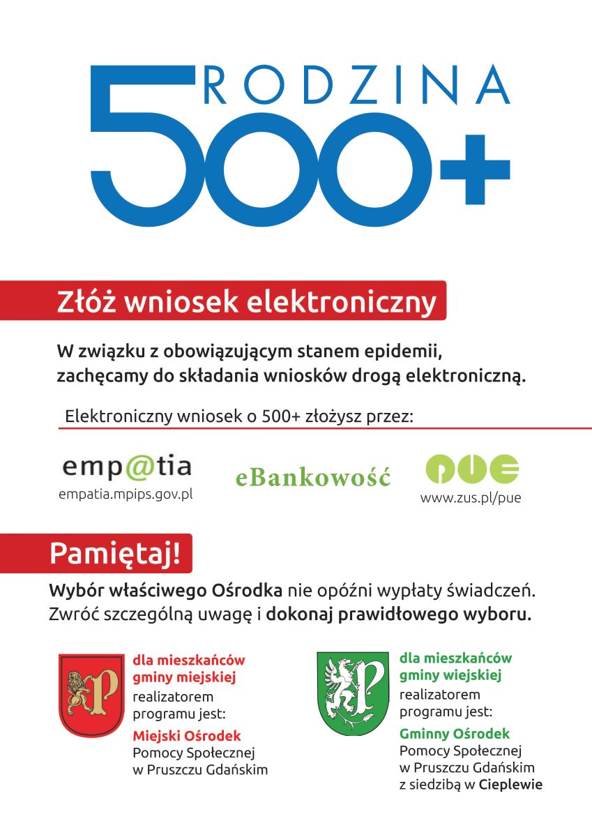 Plakat z apelem o składanie wniosków w formie elektronicznej