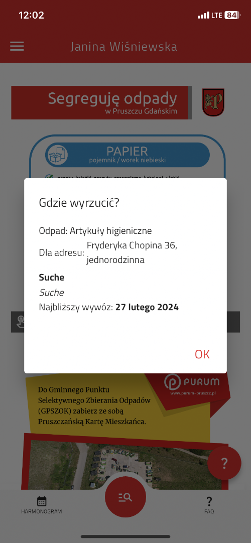 Aplikacja Mieszkam w Pruszczu harmonogram wywozu odpadów