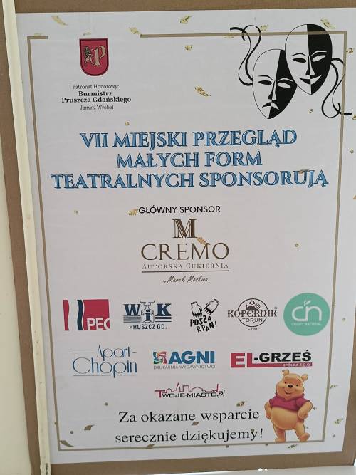 Zdjęcie z wręczania nagród w VII Przeglądzie Małych Form Teatralnych w Pruszczu Gdańskim.