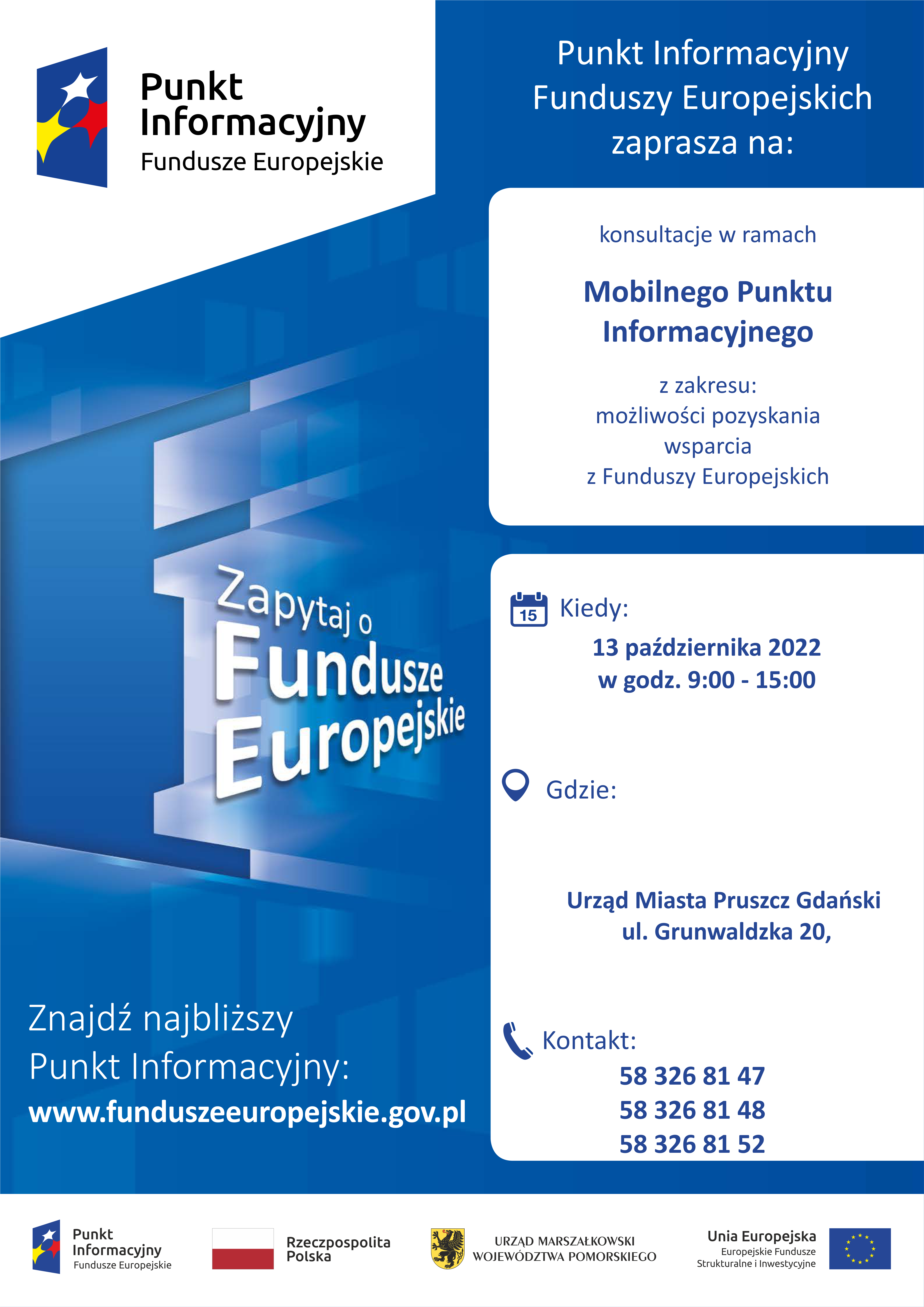 Całodzienny dyżur specjalistów ds. Funduszy Europejskich w Pruszczu Gdańskim