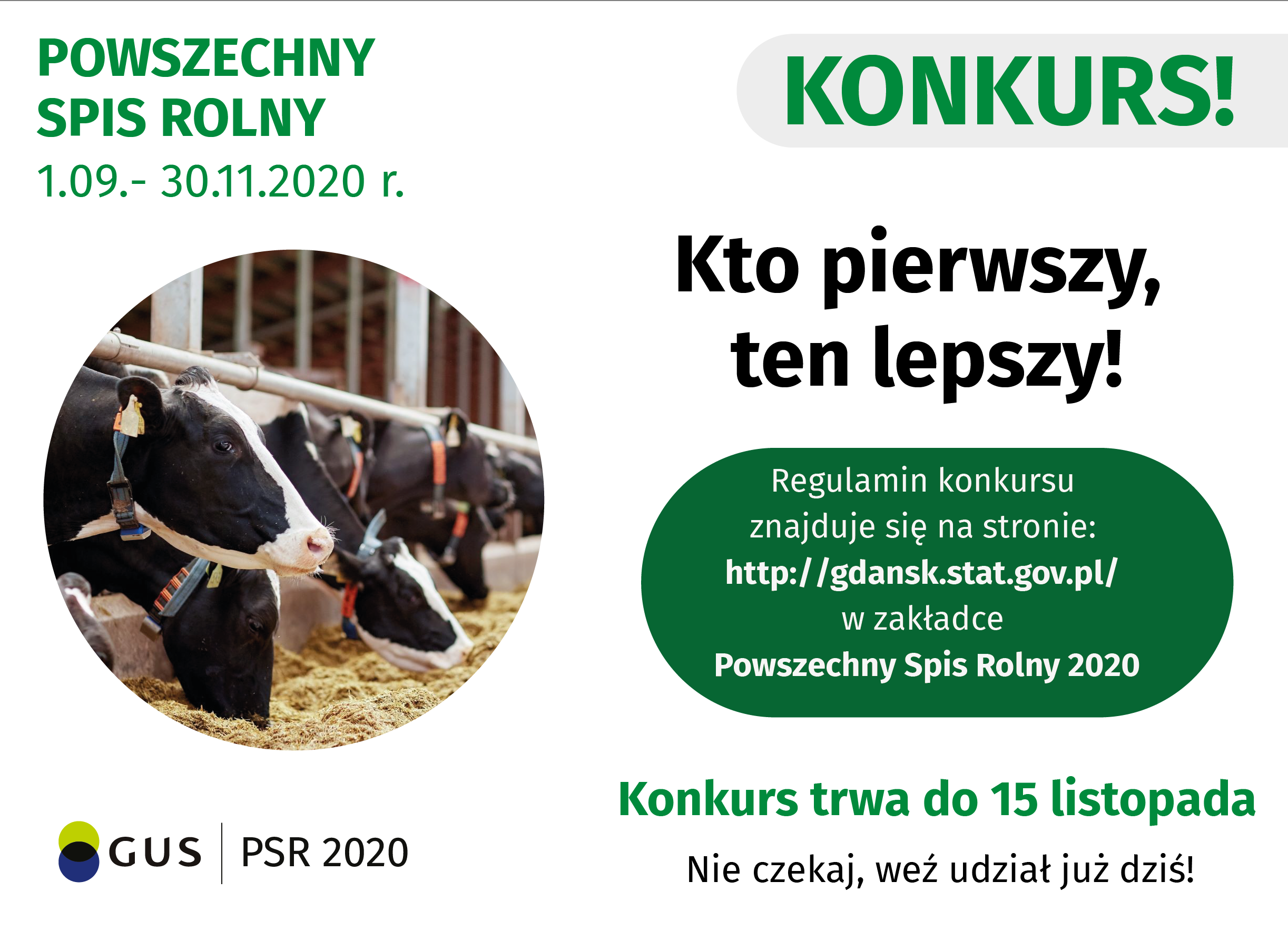 Powszechny Spis Rolny 2020. Konkurs „Kto pierwszy, ten lepszy”