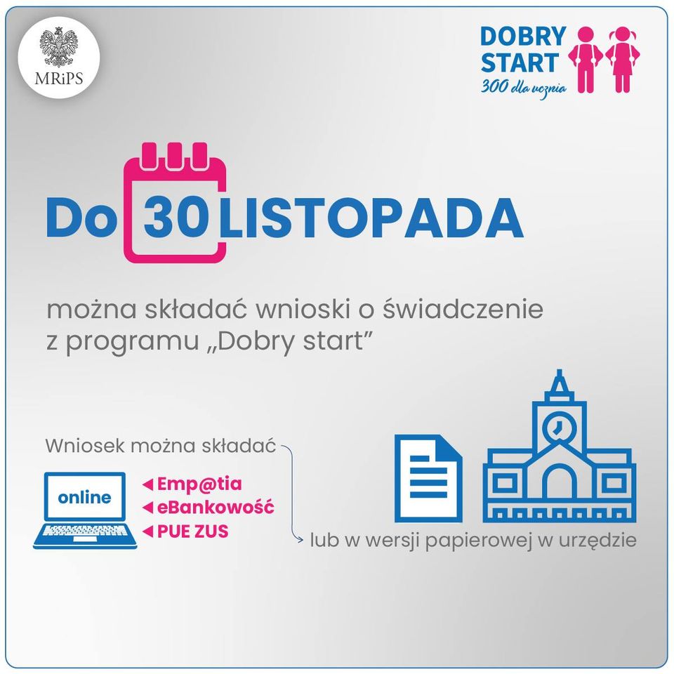 Wnioski o Dobry Start do końca listopada