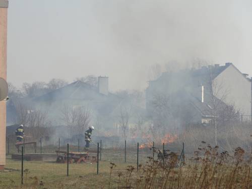 Strażacy gaszą pożar.