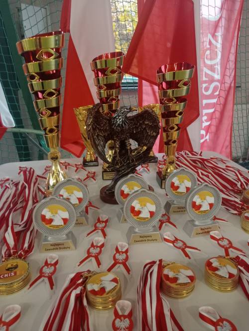 Nagrody rozłożone na stole