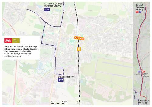 Przebieg linii  132 bez Strzeleckiego